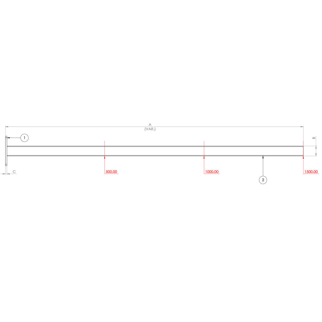 RIK-B50-B10 Seismic Bollard SHS dimensions