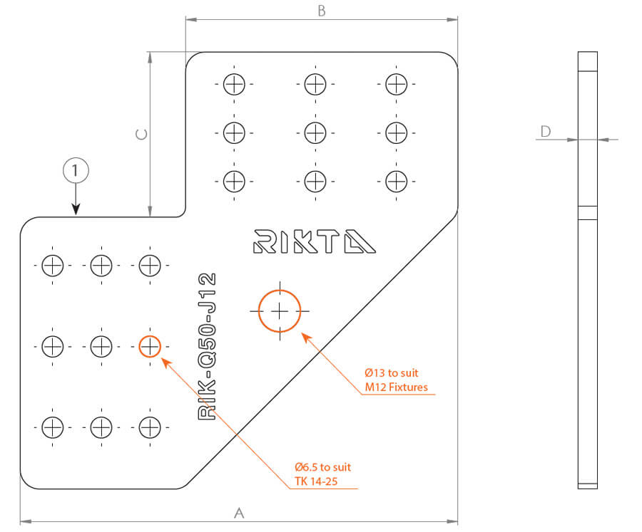 RIK-Q50-J12 Two Member Joiner Dimensions